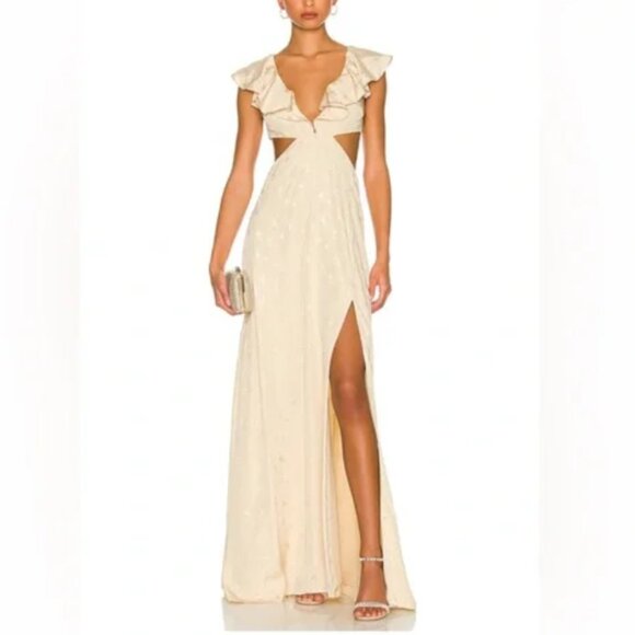 Tularosa Collette Gown in Khaki XS - Picture 1 of 4